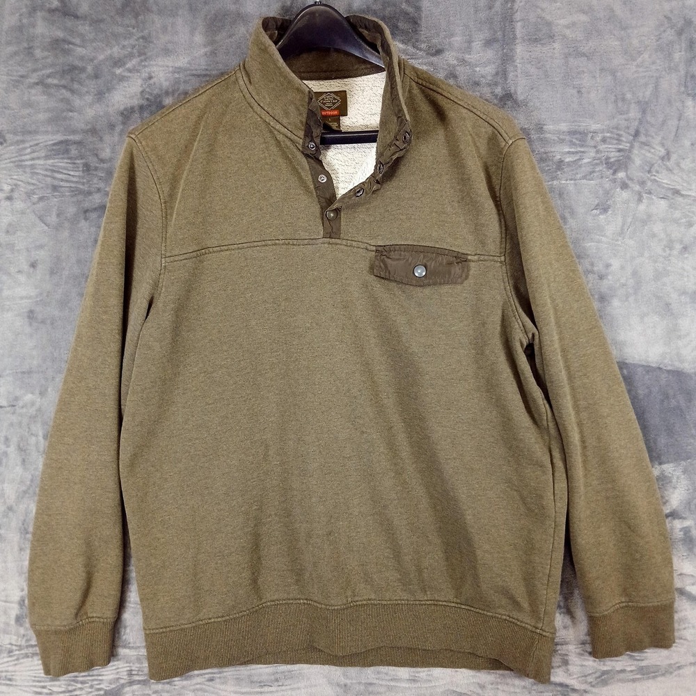 St Johns Bay Sweatshirt Mens Large Sherpa‎ Lined Snap Mock Neck Pullover